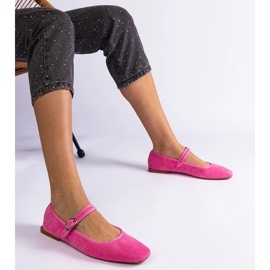 D/CEO Ballerinas de color rosa oscuro con una hebilla y una nariz cuadrada de Pergas 2