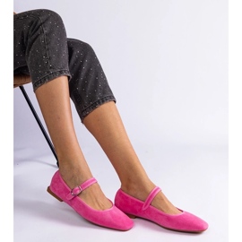 D/CEO Ballerinas de color rosa oscuro con una hebilla y una nariz cuadrada de Pergas rosado 3
