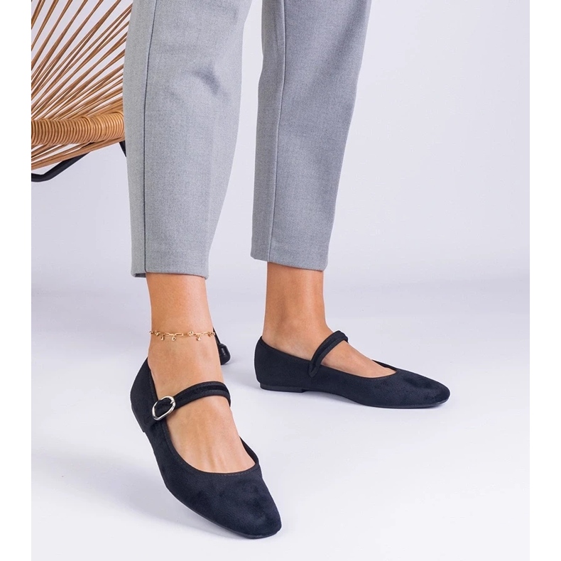 D/CEO Bailarinas negras con una banda elástica y una nariz cuadrada de Averina negro 1