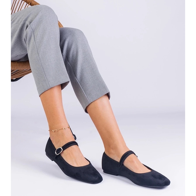 D/CEO Bailarinas negras con una banda elástica y una nariz cuadrada de Averina negro 2