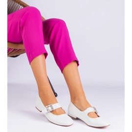 D/CEO Bailarinas blancas pintadas decoradas con una hebilla de ferpa blanco 5