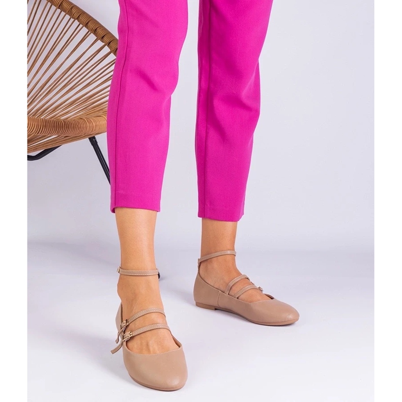 D/CEO Beige eco -leather bailarinas con hebillas de vitoldora 2