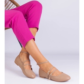 D/CEO Beige eco -leather bailarinas con hebillas de vitoldora 3