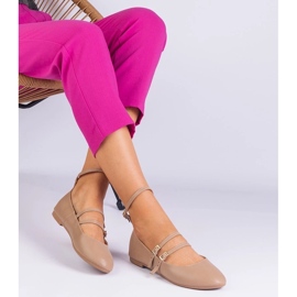 D/CEO Beige eco -leather bailarinas con hebillas de vitoldora 5