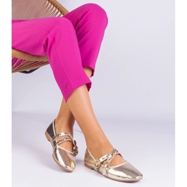 D/CEO Ballerinas doradas hechas de eco -ulather decorado con hebillas Emmarino dorado 4