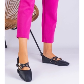 D/CEO Ballerinas negras hechas de eco -ulather decorado con hebillas Emmarino negro 2