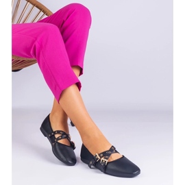 D/CEO Ballerinas negras hechas de eco -ulather decorado con hebillas Emmarino negro 4