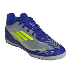 Adidas F50 Club Messi TF IH0923 Silver-Blue Football Shoes plata 1