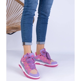 Zapatillas de zapatillas para mujeres rosadas con cordones decorativos rosado 2
