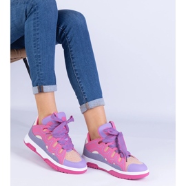 Zapatillas de zapatillas para mujeres rosadas con cordones decorativos rosado 3