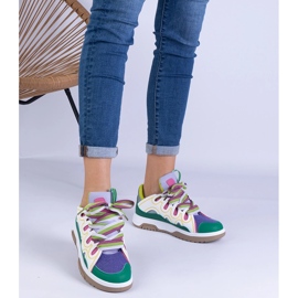 Zapatillas de deporte de mujeres verdes con cordones decorativos 1