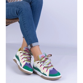 Zapatillas de deporte de mujeres verdes con cordones decorativos 2