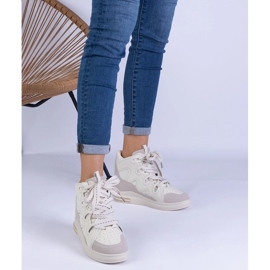 Zapatillas de deporte de mujeres blancas con cordones gruesos blanco 1