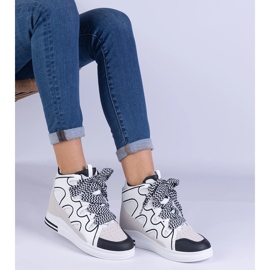 Zapatillas de deporte de mujeres blancas con cordones gruesos blanco 2