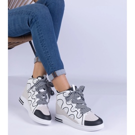 Zapatillas de deporte de mujeres blancas con cordones gruesos blanco 3