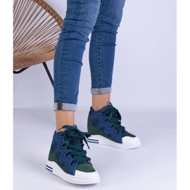 Zapatillas de zapatillas azul marino con cordones gruesos 1