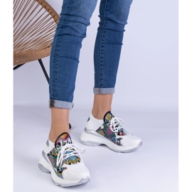 Zapatillas blancas para mujeres con presión colorida blanco 1