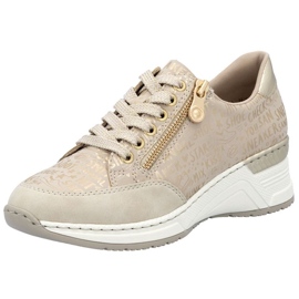 Zapatillas de deporte en una cuña rieker n4316 zlotys dorado 2