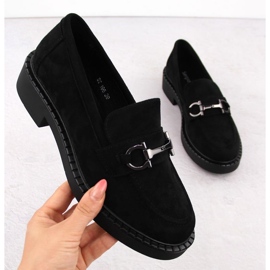 Sergio Leone Sk455a Mocasins Black con un adorno negro 2