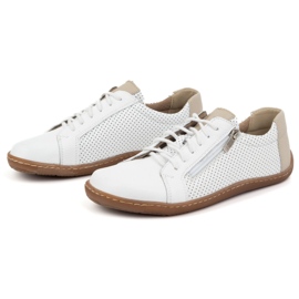 Olivier Zapatos de cuero minimalista de mujeres modelos perforados 1243 blanco 5