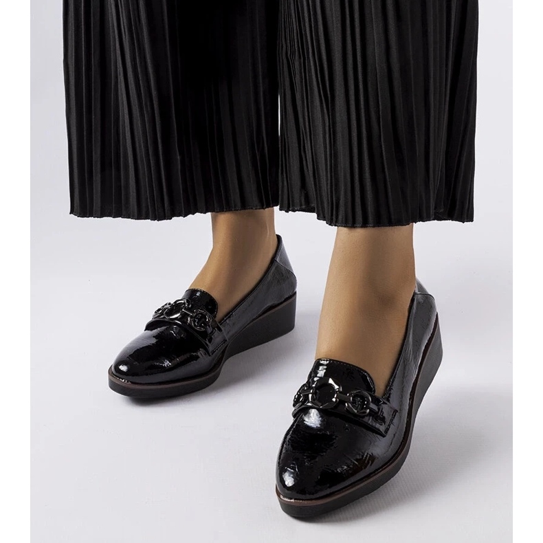 D/CEO Mocasines con cuña de charol negros de Erin 1