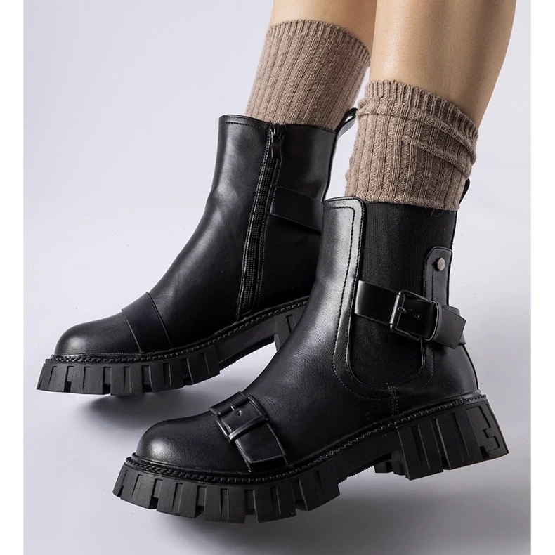 D/CEO Botines negros con suela masiva Fontarine. 2