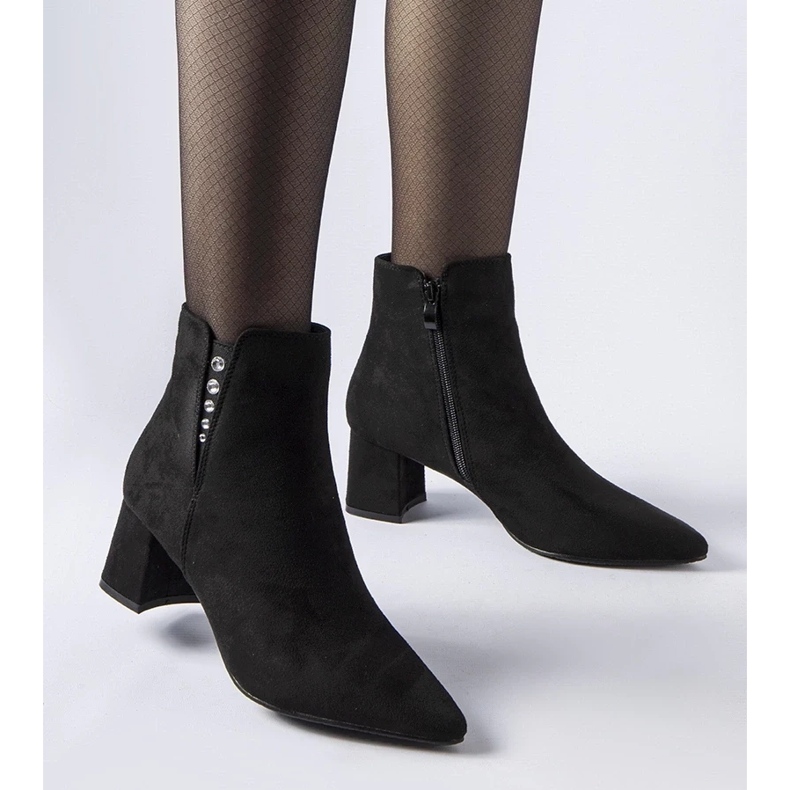 D/CEO Botines negros de ante ecológico con tacón Pikeville 2