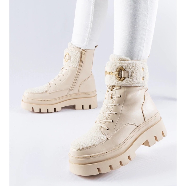 D/CEO Botas de trabajo aislantes beige con hebilla Highland 2