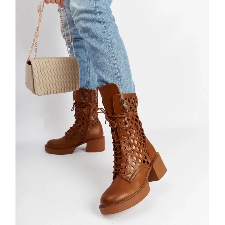 D/CEO Botas de tacón caladas marrones de Visalia marrón 2 D/CEO Botas de tacón caladas marrones de Visalia marrón 2