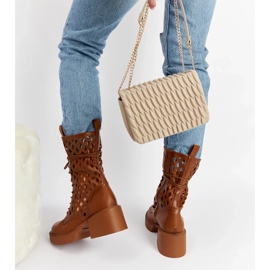 D/CEO Botas de tacón caladas marrones de Visalia marrón 3