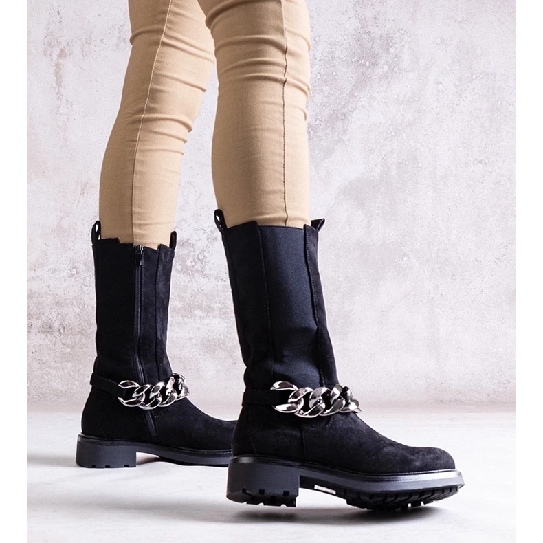 D/CEO Botines de mujer negros decorados con cadena Yasarna 1
