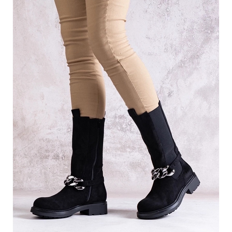 D/CEO Botines de mujer negros decorados con cadena Yasarna 2