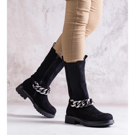 D/CEO Botines de mujer negros decorados con cadena Yasarna 4