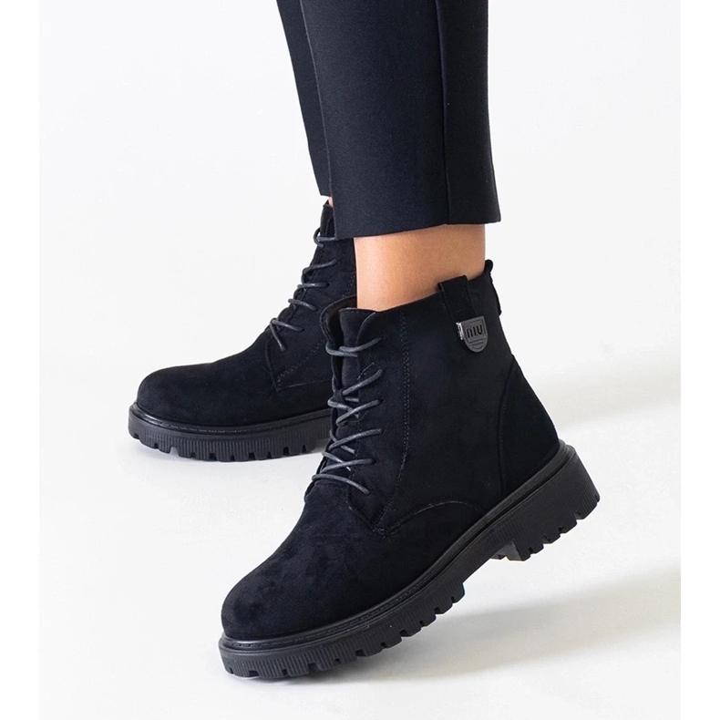 D/CEO Botas trabajadoras de ante ecológico negro con plataforma Leonora 2 D/CEO Botas trabajadoras de ante ecológico negro con plataforma Leonora 2