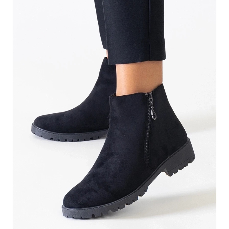 D/CEO Botines negros con inserciones metálicas, ante ecológico Branda 2