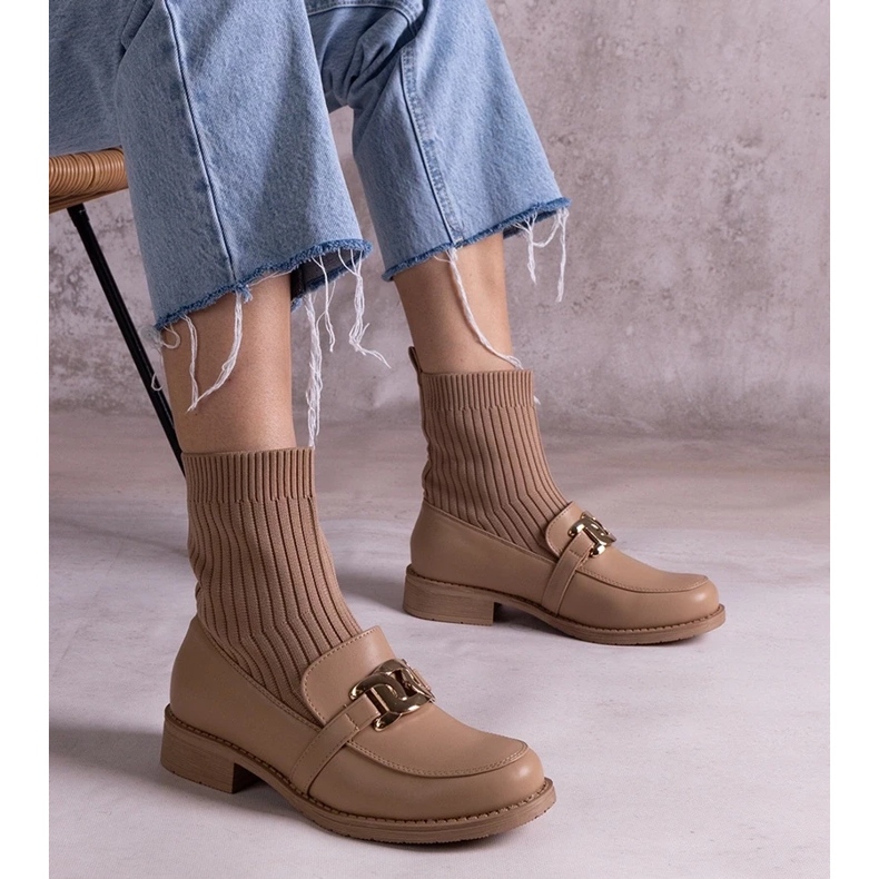 D/CEO Botines beige oscuro con parte superior de tela de Krisa 1