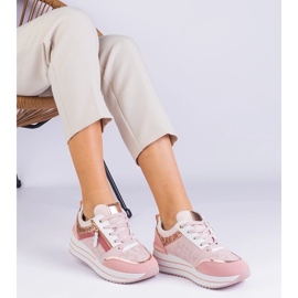 D/CEO Zapatillas de deporte de deportes rosa en la plataforma decorada con brillo de Malta rosado 3