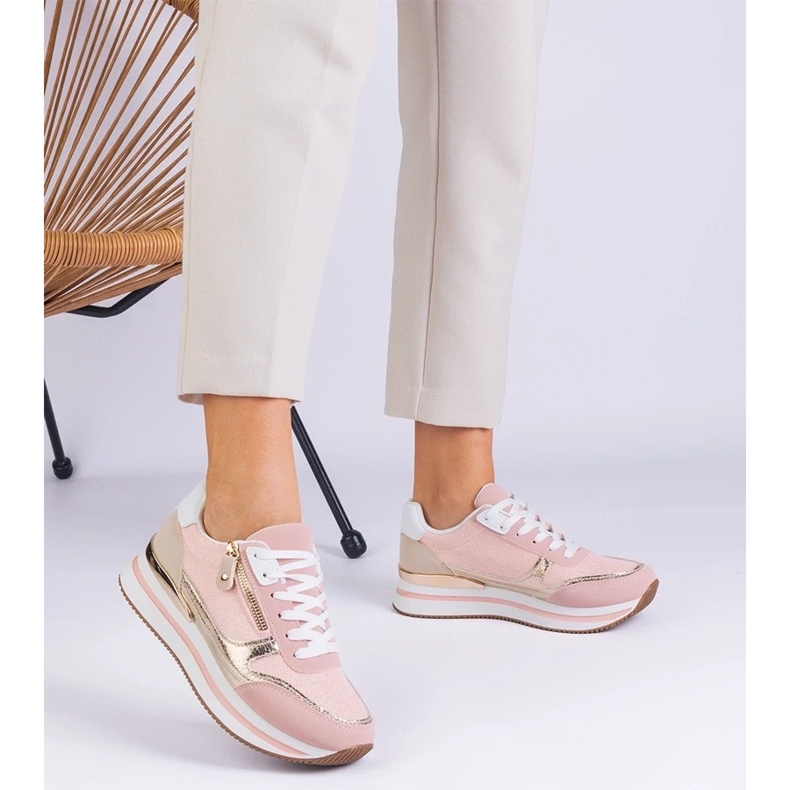 D/CEO Zapatillas de deporte de deportes rosa en la plataforma con el inserto dorado de Isolde 2