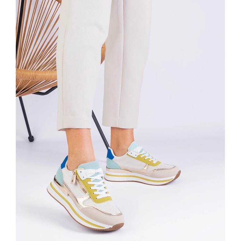 D/CEO Zapatillas de deporte de deportes verdes en la plataforma con el inserto dorado de Isolde 2