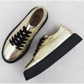 Zapatos deportivos de cuero para mujeres en la plataforma Golden Filippo DP6119 dorado 3