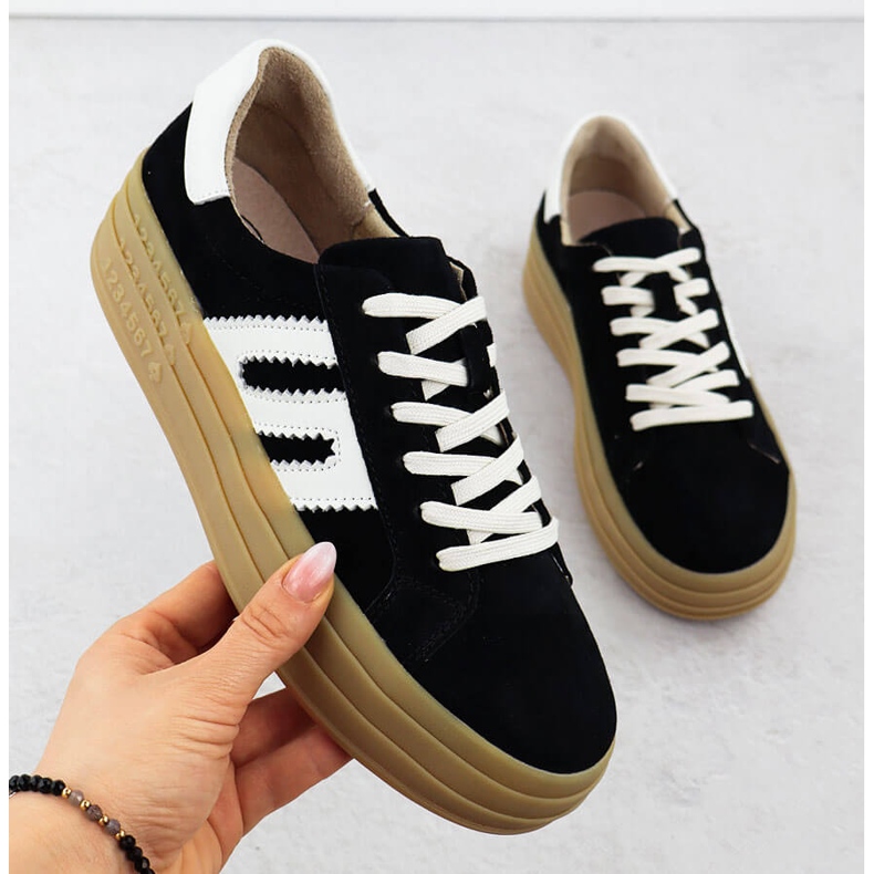 Zapatos de cuero en la plataforma negra Filippo 6744 negro 1