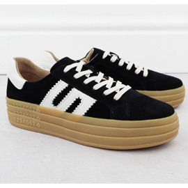 Zapatos de cuero en la plataforma negra Filippo 6744 negro 3
