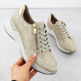 Zapatillas para mujeres zapatillas en cuñas cómodas beige rieker n4316 1