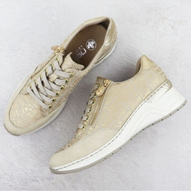 Zapatillas para mujeres zapatillas en cuñas cómodas beige rieker n4316 3