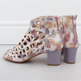 Botas de punta abierta para mujeres con flores M. Daszyński MR1954-15 rosado 3