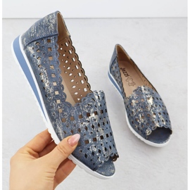 Zapatos de Openwork para mujeres jeans abiertos jezzi dorado ASA135-1 azul 1