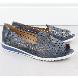 Zapatos de Openwork para mujeres jeans abiertos jezzi dorado ASA135-1 azul 2