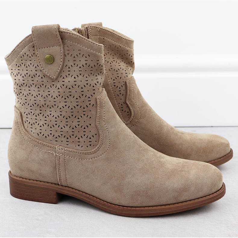 Botas de ante mujeres abiertas beige s.barski hy51-063 2