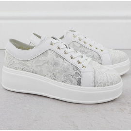 S.Barski Zapatos en la plataforma de encaje Białe S. Barski Hy51-059 blanco 2