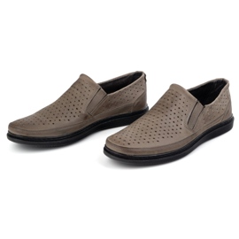 Polbut Zapatos de cuero a puertas para hombres 2107l gris 7